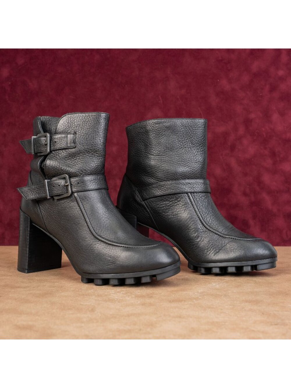 Robert Clergerie Paris Women Black Leather Strap Moto Biker Boots 7.5US EUR38